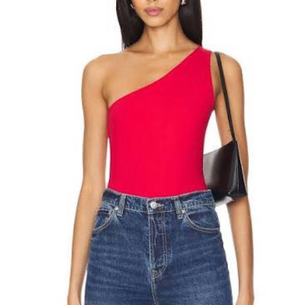 Free People One-Shoulder Red Bodysuit